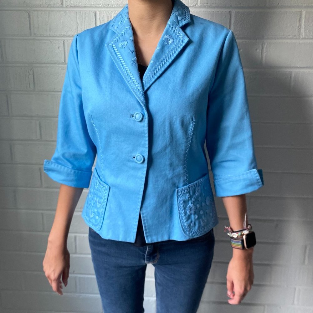 Principe Blue Emrboidered Women's Blazer Size 6